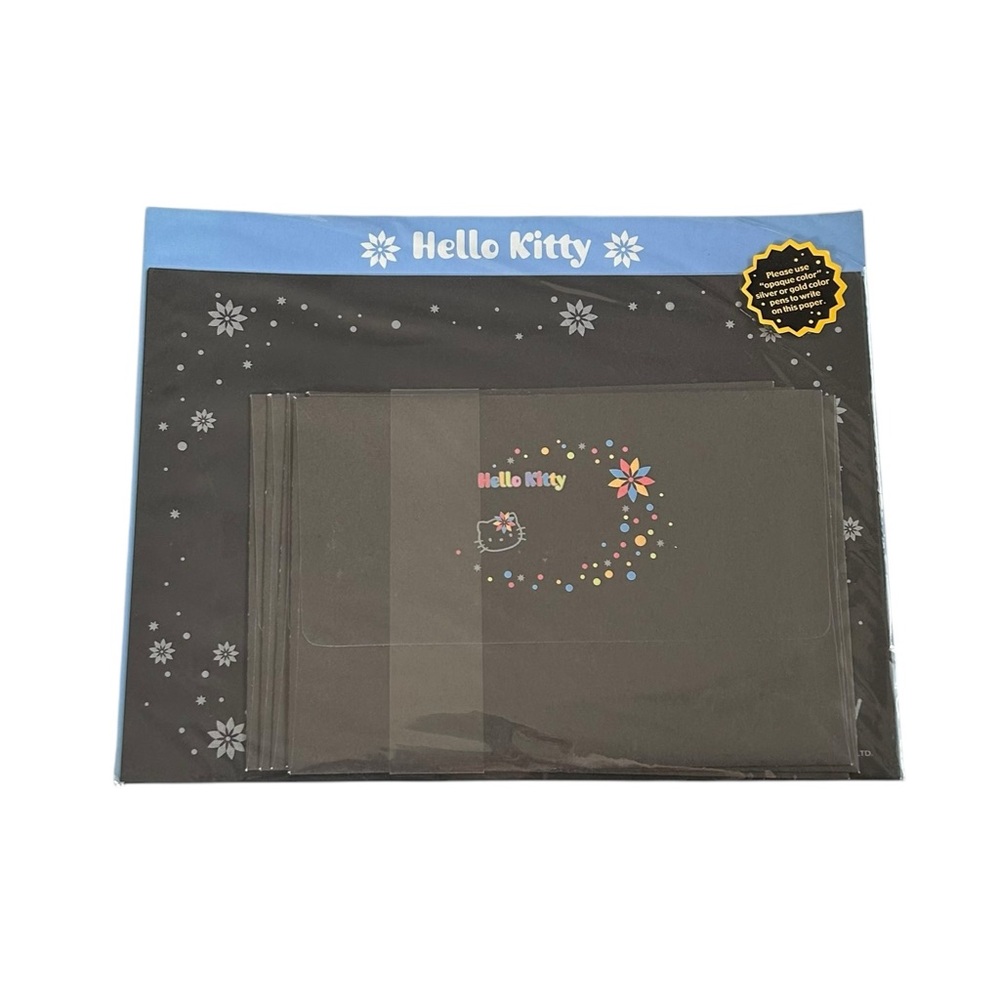 Vintage Y2K Hello Kitty Sanrio Black & Silver Stationary Set 2001 Kawaii NWT